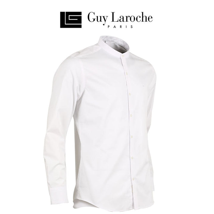 Guy Laroche เสื้อเชิ้ต คอจีน สีพื้น ปักโลโก้ (BAB6201P3) Guy Laroche
