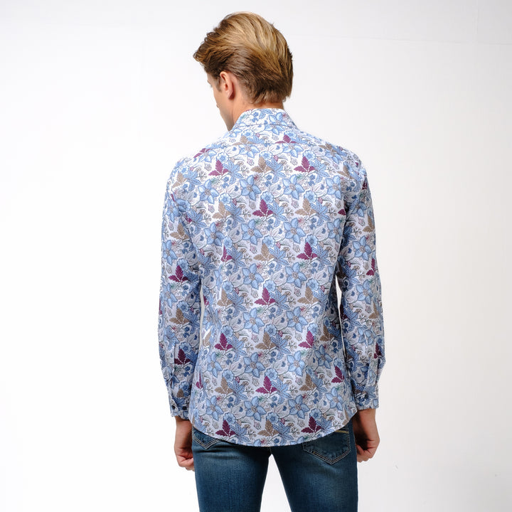 OLYMP LUXOR Shirt เสื้อเชิ้ตพิมพ์ลายดอกไม้ ทรงหลวม ใส่สบาย รีดง่าย 