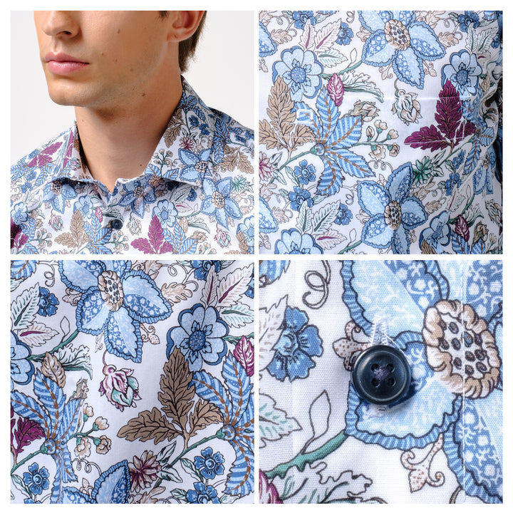 OLYMP LUXOR Shirt เสื้อเชิ้ตพิมพ์ลายดอกไม้ ทรงหลวม ใส่สบาย รีดง่าย 