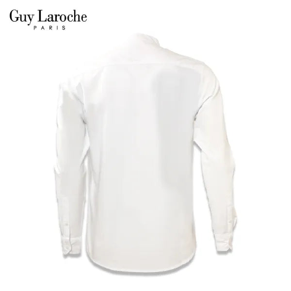 Guy Laroche เสื้อเชิ้ตคอจีนสีพื้นปัก guy laroche หน้าอกด้านซ้าย Guy Laroche