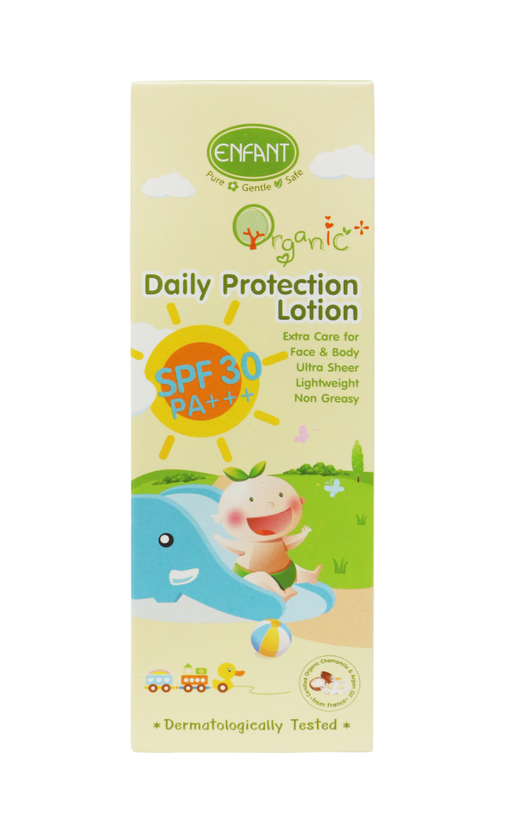 Enfant อองฟองต์ Organic Plus Daily Protection Lotion โลชั่นบำรุงผิว สูตรป้องกันแสงแดด 150 ml. ENFANT
