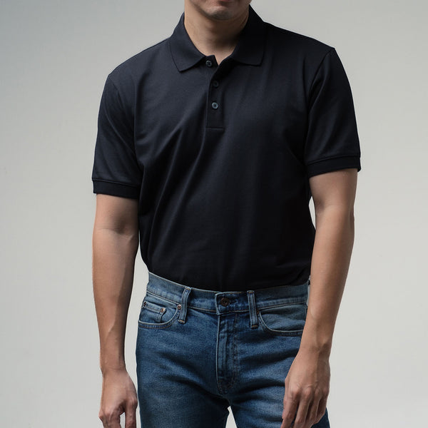 era-won เสื้อโปโล แขนสั้น ทรงสลิม Polo Shirt สี Black 