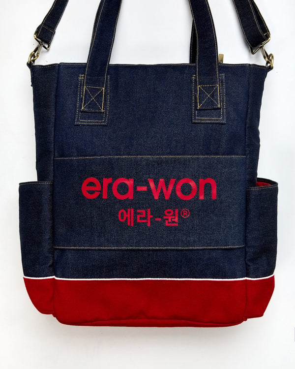 TOTE BAG COCA COLA กระเป๋าผ้ายีนส์ มีซิบด้านบน แต่งสกรีน สำหรับคุณผู้ชาย และ คุณผู้หญิง era-won