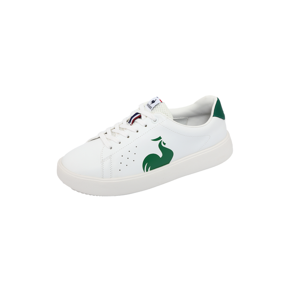 le coq sportif รองเท้าผู้หญิง รุ่น LCS FOURCHE PF LT สีขาว-เขียว (รองเท้าผ้าใบสีขาว, รองเท้าแฟชั่น, แบบผูกเชือก)