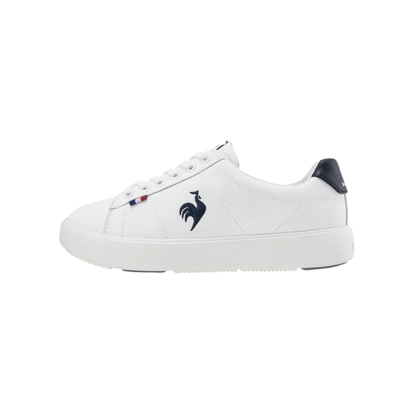 le coq sportif รองเท้าผู้หญิง รุ่น LCS FOURCHE PF สีขาว-กรม(รองเท้าผ้าใบสีขาว, รองเท้าแฟชั่น, แบบผูกเชือก, Unisex)