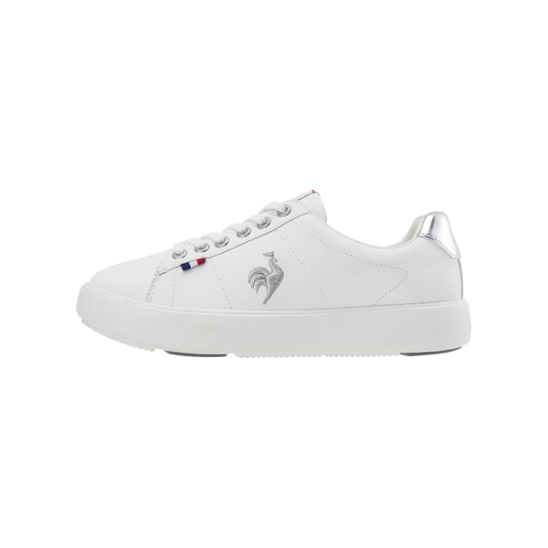 le coq sportif รองเท้าผู้หญิง รุ่น LCS FOURCHE PF สีขาว-เงิน(รองเท้าผ้าใบสีขาว, รองเท้าแฟชั่น, แบบผูกเชือก, Unisex)