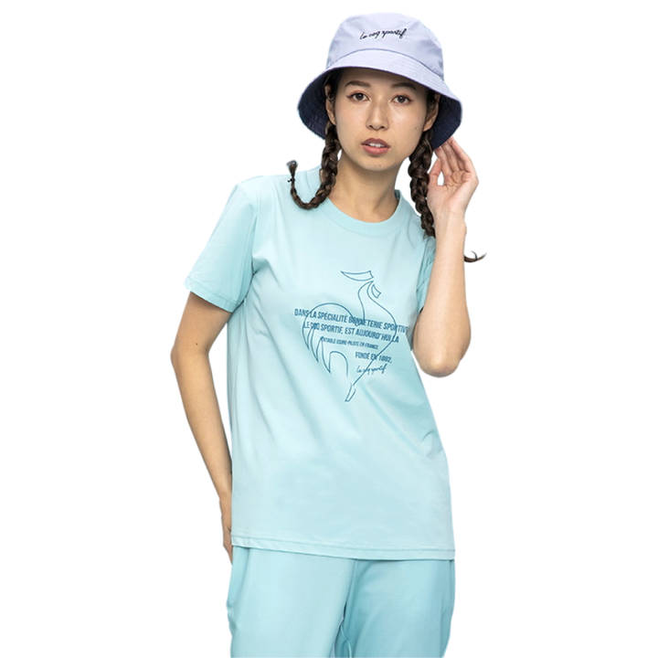 เสื้อเทรนนิ่ง ออกกำลังกาย ผู้หญิง สีฟ้า (T-shirt, เสื้อยืด, เสื้อออกกำลังกาย, lecoq, เลอค็อก) Le Coq Sportif