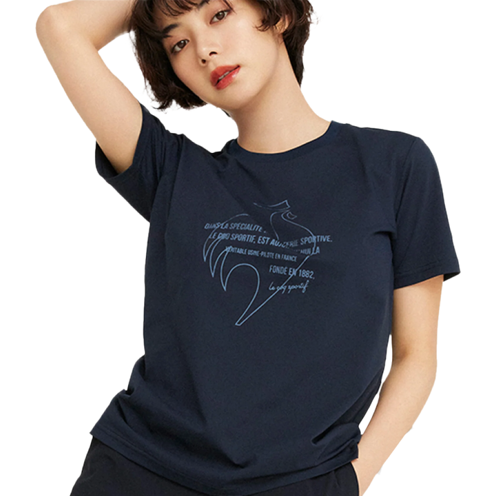 เสื้อเทรนนิ่ง ออกกำลังกาย ผู้หญิง สีกรม (T-shirt, เสื้อยืด, เสื้อออกกำลังกาย, lecoq, เลอค็อก) Le Coq Sportif