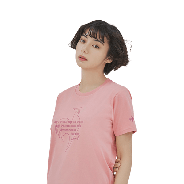 เสื้อเทรนนิ่ง ออกกำลังกาย ผู้หญิง สีชมพู (T-shirt, เสื้อยืด, เสื้อออกกำลังกาย, lecoq, เลอค็อก) Le Coq Sportif