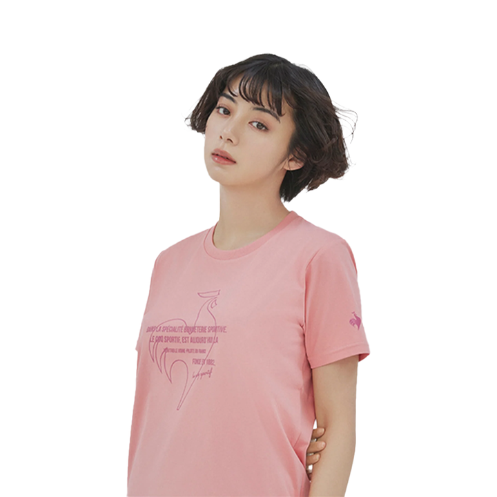 เสื้อเทรนนิ่ง ออกกำลังกาย ผู้หญิง สีชมพู (T-shirt, เสื้อยืด, เสื้อออกกำลังกาย, lecoq, เลอค็อก) Le Coq Sportif