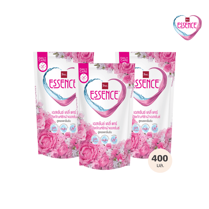 (ของแถม) เอสเซ้นซ์ เดลี่แคร์ ผลิตภัณฑ์ซักผ้า สูตรลดกลิ่นอับ กลิ่นฟลอรัล 400 มล.(1 แพค บรรจุ 3 ถุง) ICCSHOPPING