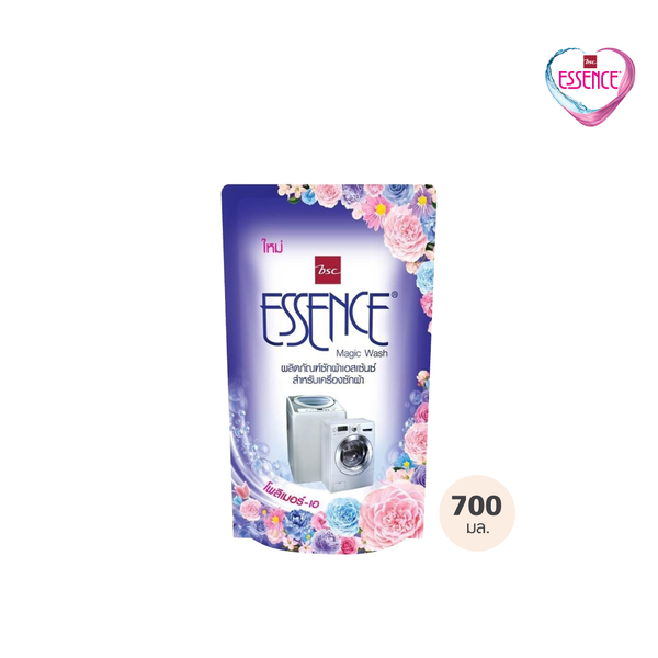 (ของแถม) ESSENCE น้ำยาซักผ้า เอสเซ้นซ์ สำหรับเครื่องซักผ้า เมจิกวอช กลิ่นหอมใหม่ ขนาด 700 มล. (1 ลัง บรรจุ 12 ถุง) 