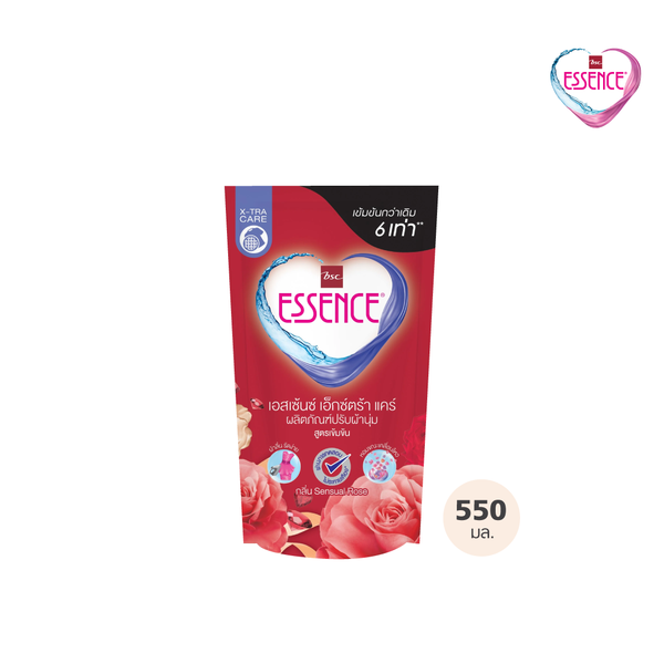 ผลิตภัณฑ์ปรับผ้านุ่ม เอสเซ้นซ์ สูตรเข้มข้น 6 เท่า กลิ่น SENSUAL ROSE 550 มล. (1 ลัง บรรจุ 12 ถุง) ESSENCE