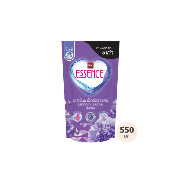 ESSENCE ผลิตภัณฑ์ปรับผ้านุ่ม เอสเซ้นซ์ สูตรเข้มข้น 6 เท่า กลิ่น SECRET FANTASY 550 มล. (1 ลัง บรรจุ 12 ถุง) ESSENCE