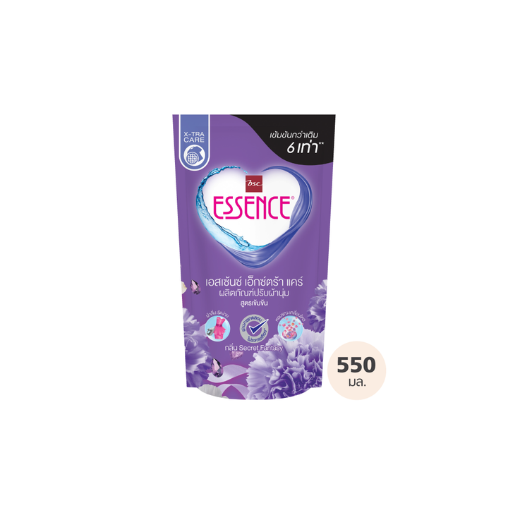 ESSENCE ผลิตภัณฑ์ปรับผ้านุ่ม เอสเซ้นซ์ สูตรเข้มข้น 6 เท่า กลิ่น SECRET FANTASY 550 มล. (1 ลัง บรรจุ 12 ถุง) ESSENCE