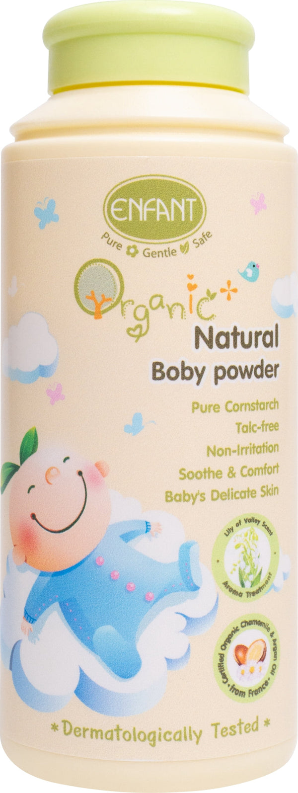 Enfant อองฟองต์ Organic Plus Natural Baby Powder แป้งเด็ก สูตรธรรมชาติจากแป้งข้าวโพด 80 g.