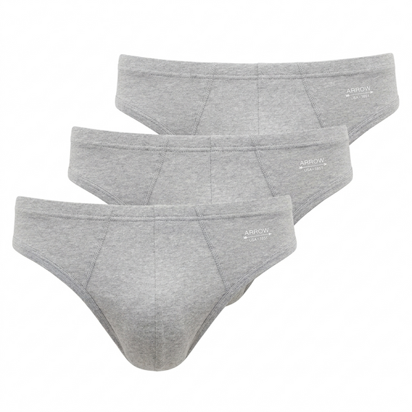 ARROW COTTON 100% BIKINI (Pack 3) สีเทา 3 ตัว กางเกงในชาย Pack 3 ตัว รุ่น MXWB93CA6CR-GY ARROW