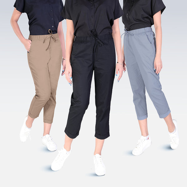 ARROW Girl Pants กางเกง 5 ส่วน  เซ็ท 3 ตัว 3 สี  สีดำ เทา น้ำตาล รหัส WSBC5A5S3