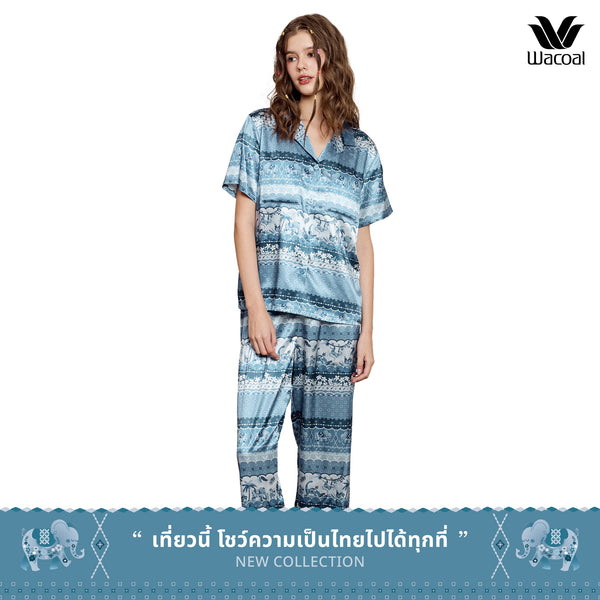 Wacoal Sleepwear ชุดนอนกันโป๊ เสื้อแขนสั้น กางเกงขายาว รุ่น WN7V10 