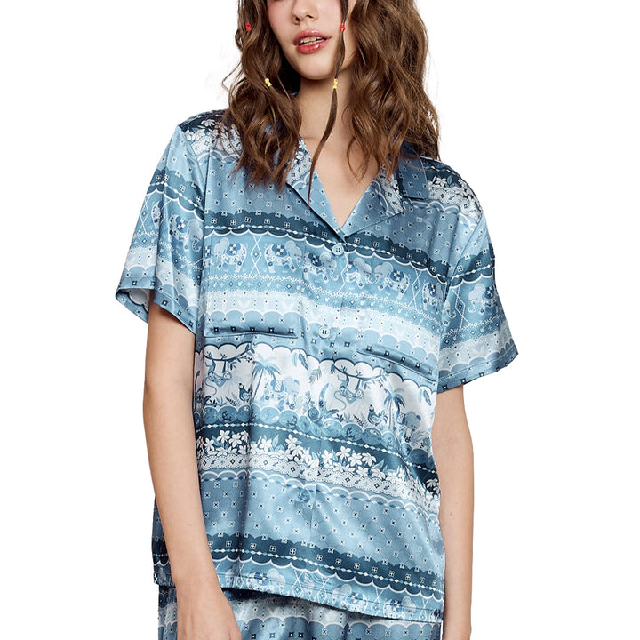 Wacoal Sleepwear ชุดนอนกันโป๊ เสื้อแขนสั้น กางเกงขายาว รุ่น WN7V10 