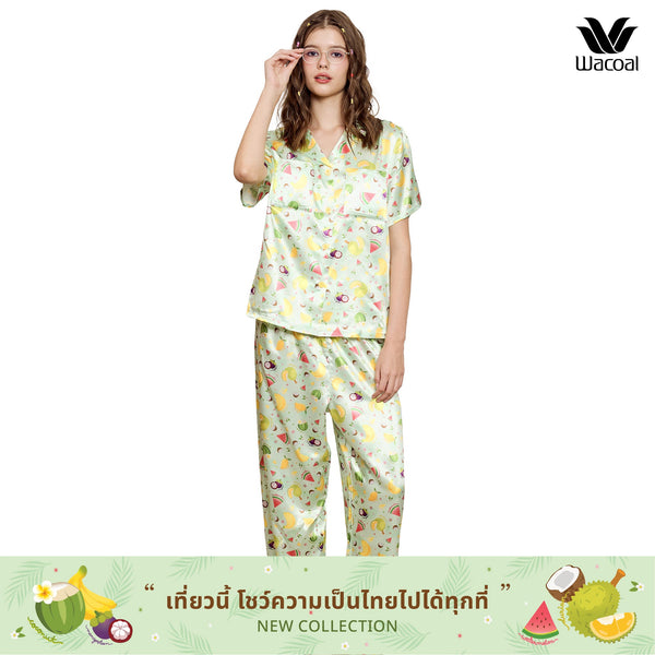 Wacoal Sleepwear ชุดนอนกันโป๊ เสื้อแขนสั้น กางเกงขายาว รุ่น WN7V13 