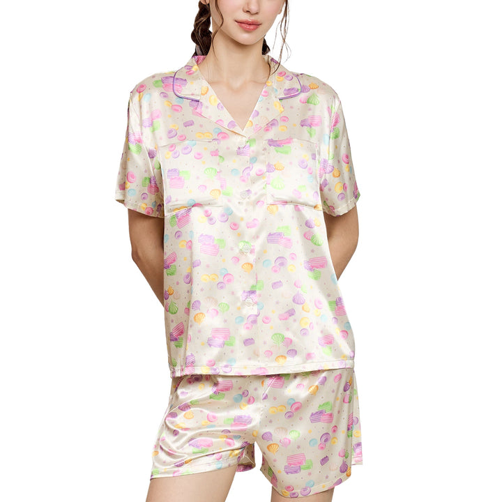Wacoal Sleepwear ชุดนอนกันโป๊ เสื้อแขนสั้น กางเกงขาสั้น รุ่น WN7V14 