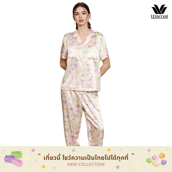 Wacoal Sleepwear ชุดนอนกันโป๊ เสื้อแขนสั้น กางเกงขายาว รุ่น WN7V15 