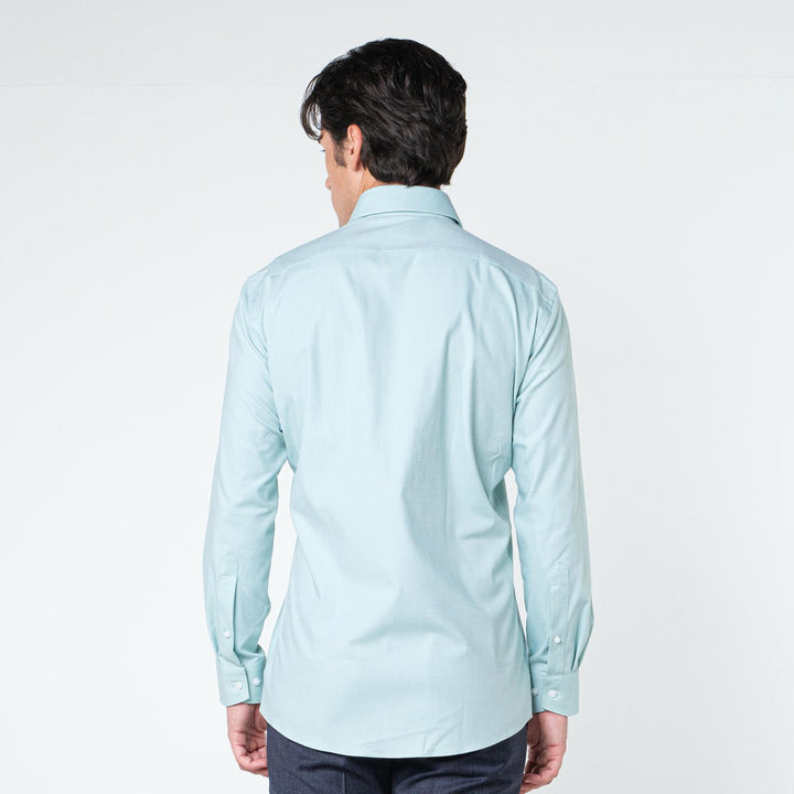 OLYMP 24/Seven LUXOR Shirt เสื้อเชิ้ตปรับอุณหภูมิ  สีเขียว ผ้าเท็กเจอร์แต่งปก ทรงหลวม ยืดหยุ่นได้ดี  ควบคุมกลิ่น เบาเหมือนสวมใส่ชุดกีฬา 
