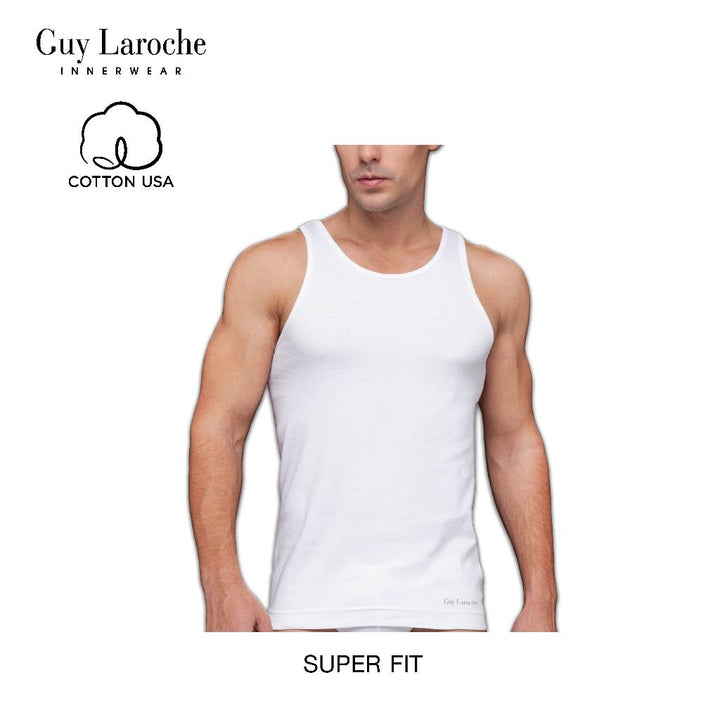 Guy Laroche เสื้อกล้ามปัก Guy Laroche ที่ชายเสื้อด้านซ้าย - สีขาว (JVE2407R4) ICCSHOPPING