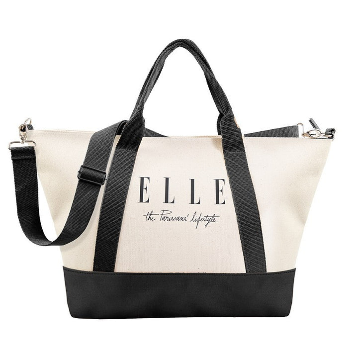 ELLE HOMME BAG กระเป๋าผ้า CANVAS กระเป๋าสะพายใบใหญ่ มีซิป H8H008 