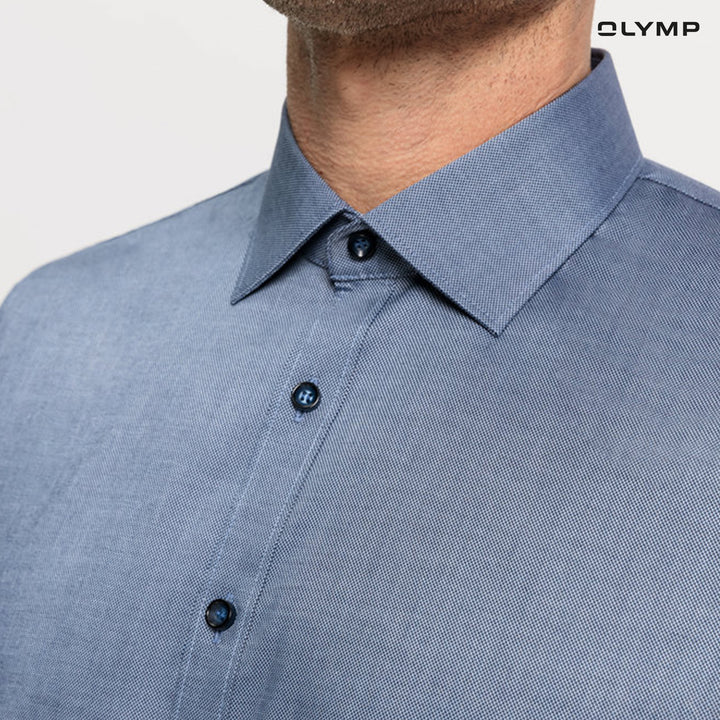 OLYMP No. Six Shirt เสื้อเชิ้ตผู้ชายแขนยาว สีกรมท่า ผ้าเท็กเจอร์  ทรงเข้ารูป ยืดหยุ่นได้ดี รีดง่าย AUTU24 