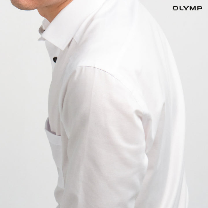 OLYMP  LUXOR Shirt เสื้อเชิ้ตผู้ชายแขนยาว สีขาว ผ้าเท็กเจอร์ ใส่สบาย รีดง่าย AUTU24 