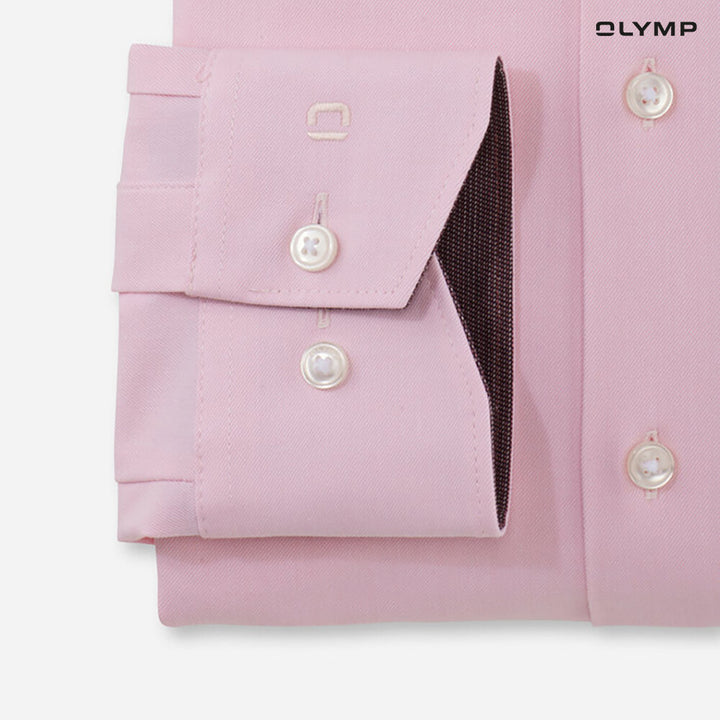 OLYMP  24/Seven LUXOR Shirt เสื้อเชิ้ตปรับอุณหภูมิ  สีชมพู ผ้าเท็กเจอร์แต่งปก ทรงหลวม ยืดหยุ่นได้ดี  ควบคุมกลิ่น เบาเหมือนสวมใส่ชุดกีฬา SUMM24 