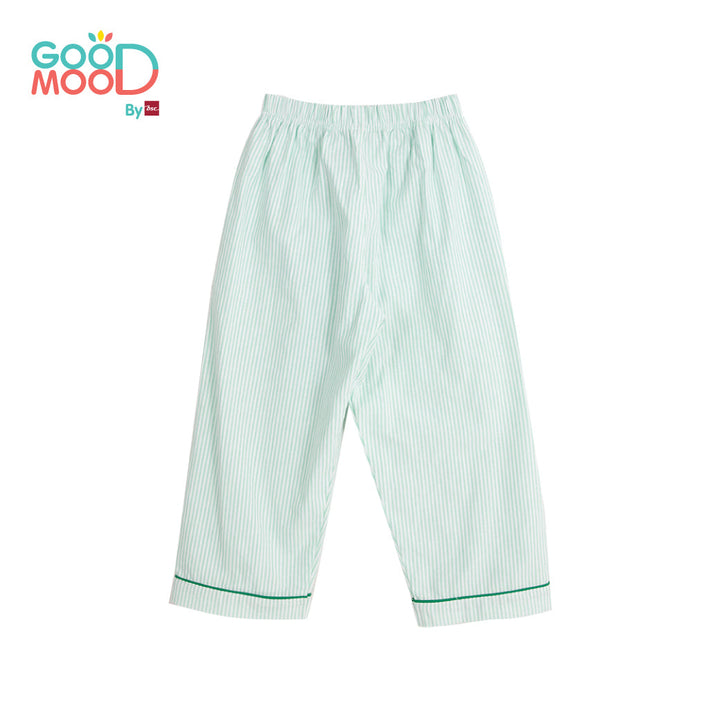 Good Mood by bsc ชุดนอนแขนยาว+กางเกงขายาวลายริ้ว สีเขียว สำหรับเด็กอายุ 2-9 ปี ผ้า Woven Cotton era-won