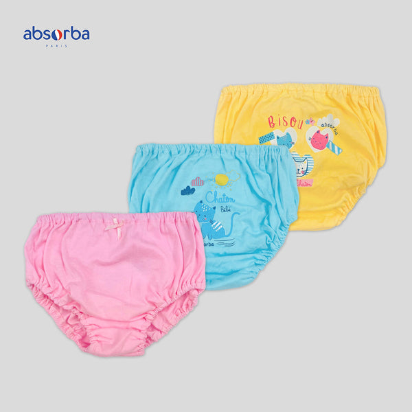 แอ็บซอร์บา (แพ็ค 3 ชิ้น) เซ็ตกางเกงใน เด็กหญิง คละสี สำหรับเด็กอายุ 3-7  ปี ICCSHOPPING