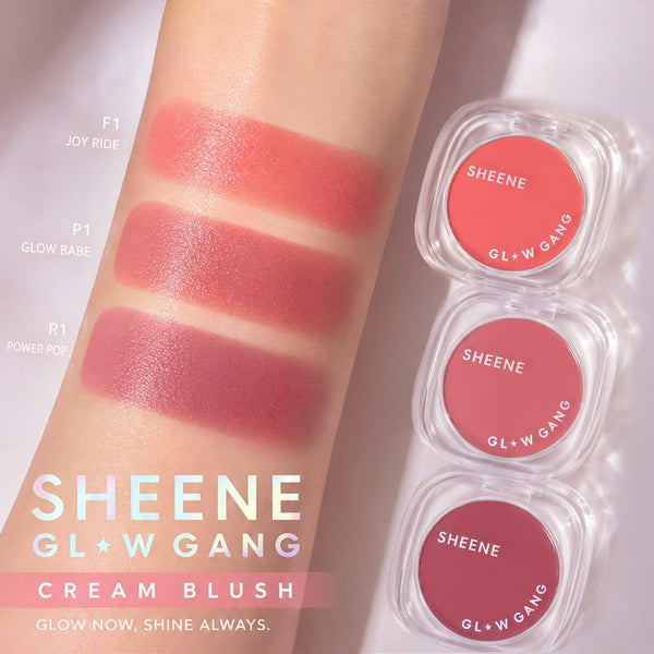 SHEENE GLOW GANG DEWY BLUSH ชีนเน่ โกลว์ แก๊ง ดิวอี้ บลัช บลัชออนเนื้อครีมผสมชิมเมอร์ เนื้อเนียนละเอียด เกลี่ยง่าย