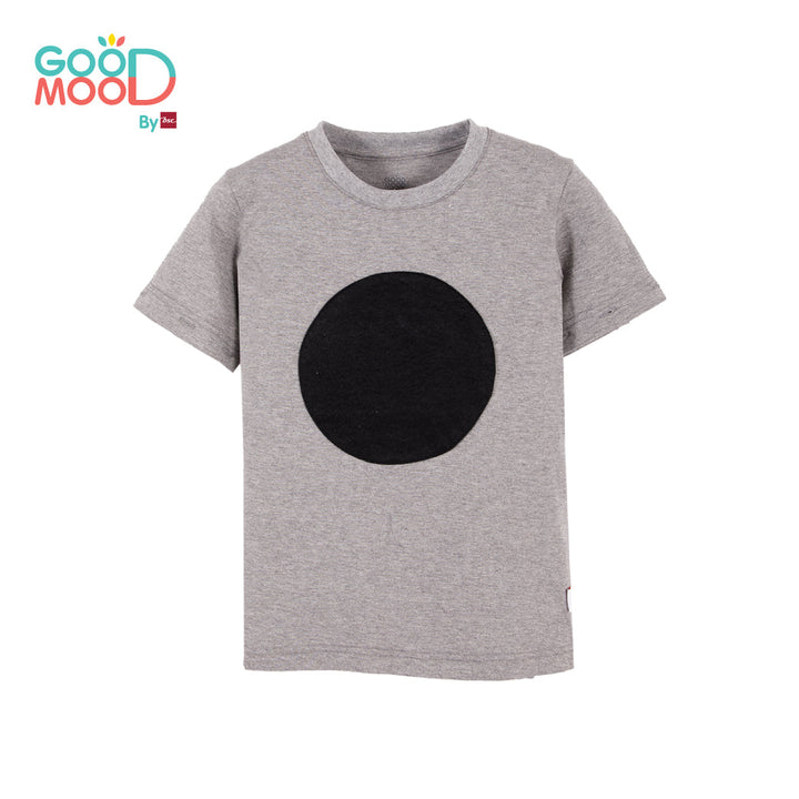 Good Mood by bsc เสื้อยืดคอกลมแขนยาวถอดแขน สีเทา + PATCHES ลายตัวเลข 6 ชิ้น สำหรับเด็กอายุ 2-9 ปี ผ้าคอตตอน ICCSHOPPING