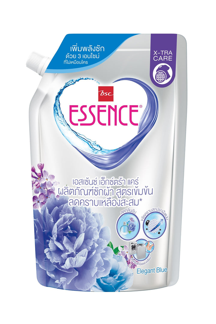 Essence แพ็คคู่สูตรเข้มข้น น้ำยาซักผ้า+ ปรับผ้านุ่ม สีฟ้า กลิ่น Elegant Blue (Set 6 ถุง) ICCSHOPPING