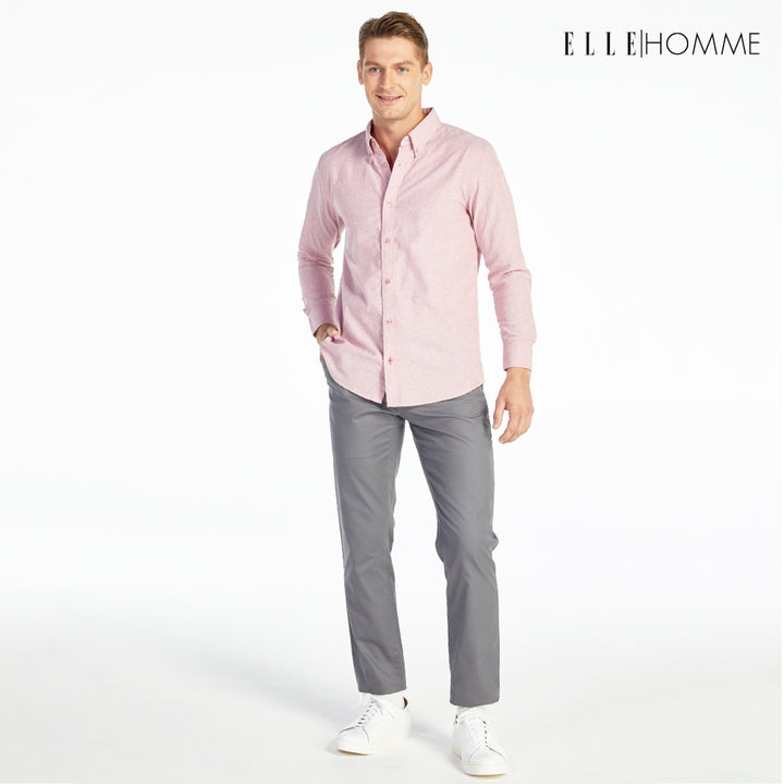 ELLE HOMME | เสื้อเชิ้ตแขนยาว คอปกเชิ้ต ทรง REGULAR สีชมพู | W8B675 