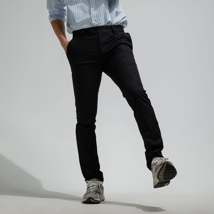 era-won กางเกงสแลคขายาว ทรงเดฟ Super Skinny  มียางยืด รุ่น Workday University - R สี Student Black (ดำ) ICCSHOPPING