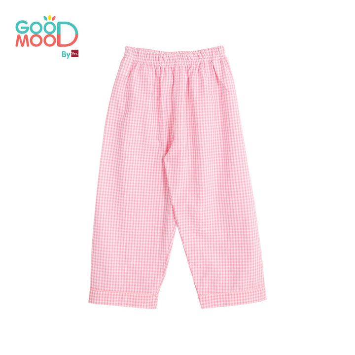 Good Mood by bsc ชุดนอนแขนยาว+กางเกงขายาวลายสก็อต สีชมพู สำหรับเด็กอายุ 2-9 ปี ผ้า Woven Cotton ENFANT