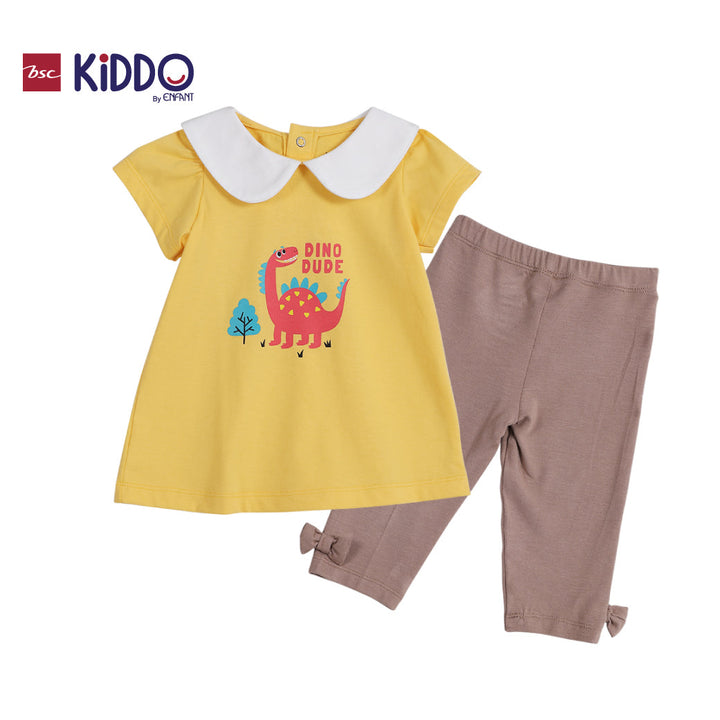 ENFANT (อองฟองต์) BSC KIDDO by Enfant ชุดเสื้อตัวยาว+กางเกงเลกกิ้ง สำหรับเด็ก 3 เดือน - 2 ปี คอลเล็กชั่น DINO DUDE สีเหลือง ICCSHOPPING