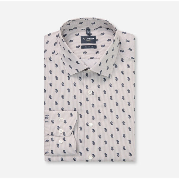 OLYMP LUXOR Shirt เสื้อเชิ้ตผู้ชายแขนยาว ทรงหลวม สี Earth tone  ยับยาก รีดง่าย ระบายอากาศ ICCSHOPPING