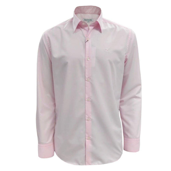 Guy Laroche เสื้อเชิ้ตแขนยาว คอปก สีพื้น ปักโลโก้ ทรง Slim Fit สีชมพู รุ่น BAB6254P5LP ICCSHOPPING