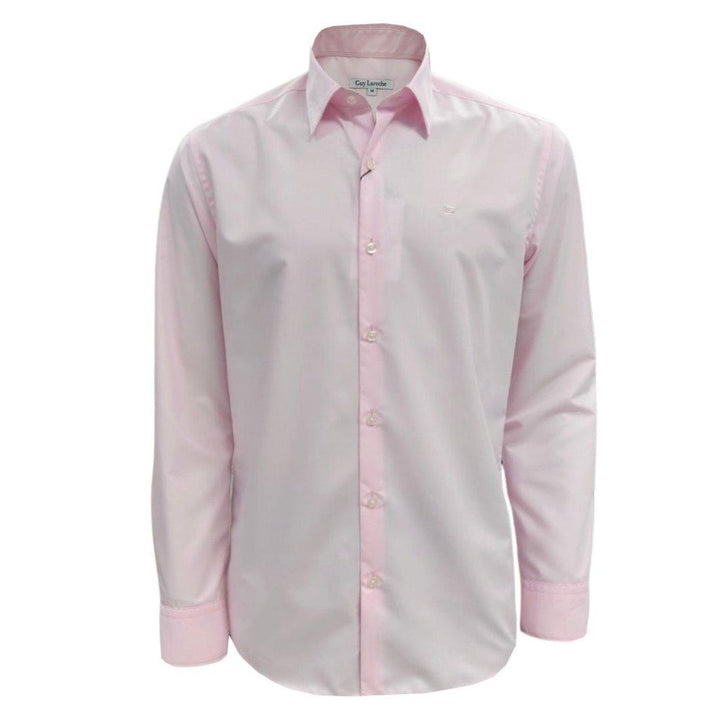 Guy Laroche เสื้อเชิ้ตแขนยาว คอปก สีพื้น ปักโลโก้ ทรง Slim Fit สีชมพู รุ่น BAB6254P5LP ICCSHOPPING