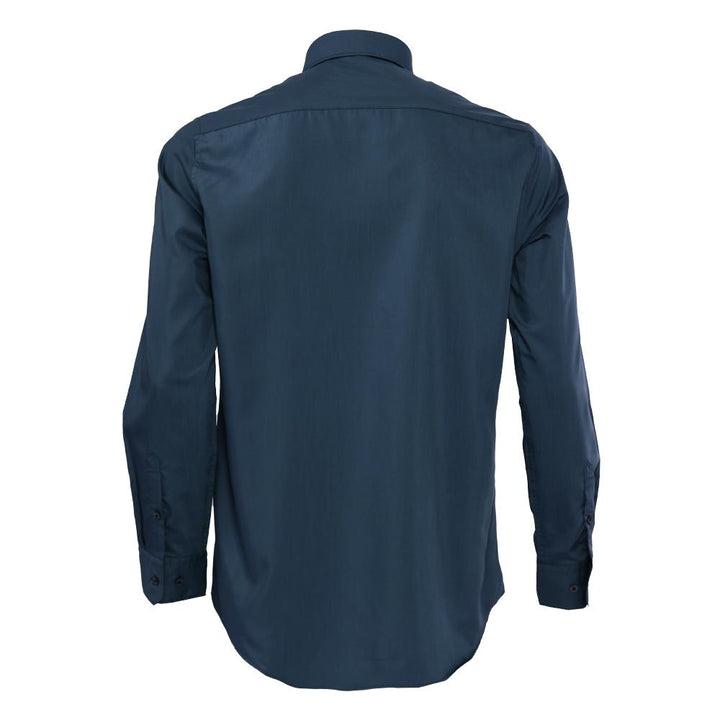 Guy Laroche เสื้อเชิ้ตแขนยาว คอปก สีพื้น ปักโลโก้ ทรง Slim Fit สีน้ำเงิน รุ่น BAB6254P5NB ICCSHOPPING