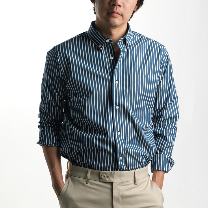 era-won เสื้อเชิ้ต Dress Shirt Striped สี Sea florence (Blue Bird) 