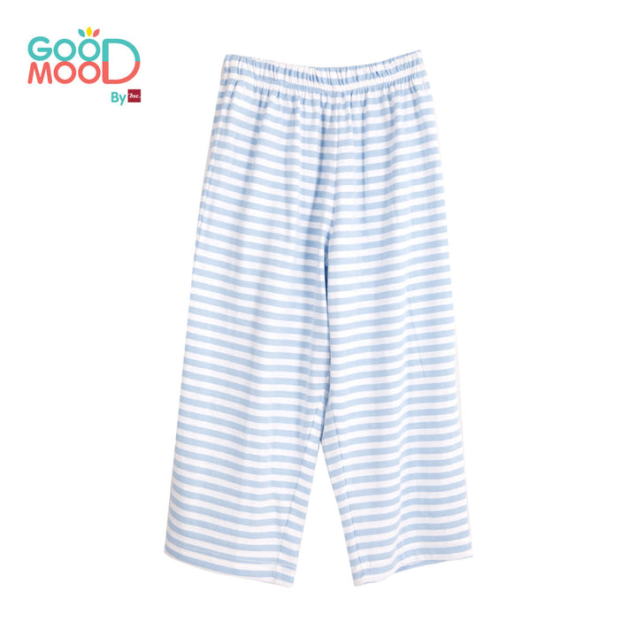 Good Mood by bsc ชุดนอนแขนยาว+กางเกงขายาวลายริ้ว สีฟ้า สำหรับเด็กอายุ 2-9 ปี ผ้า Single Cotton ICCSHOPPING