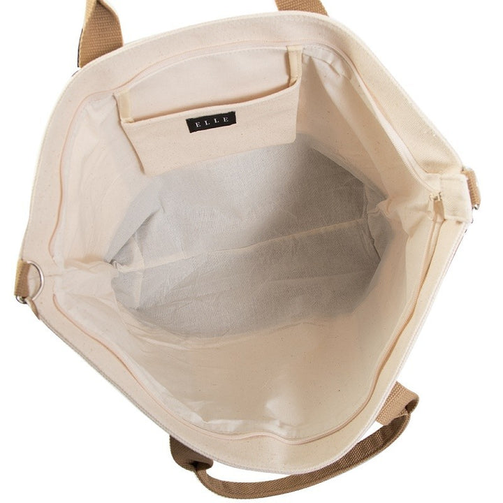 ELLE HOMME BAG กระเป๋าผ้า CANVAS กระเป๋าสะพายใบใหญ่ มีซิป H8H008 