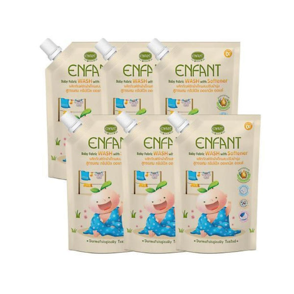 [จำกัดการซื้อท่านละ 2 เซต] ENFANT BABY WASH WITH SOFTENER น้ำยาซักผ้าผสมน้ำยาปรับผ้านุ่ม 2 in 1  จำนวน 6 ถุง [4 แถม 2] ICCSHOPPING